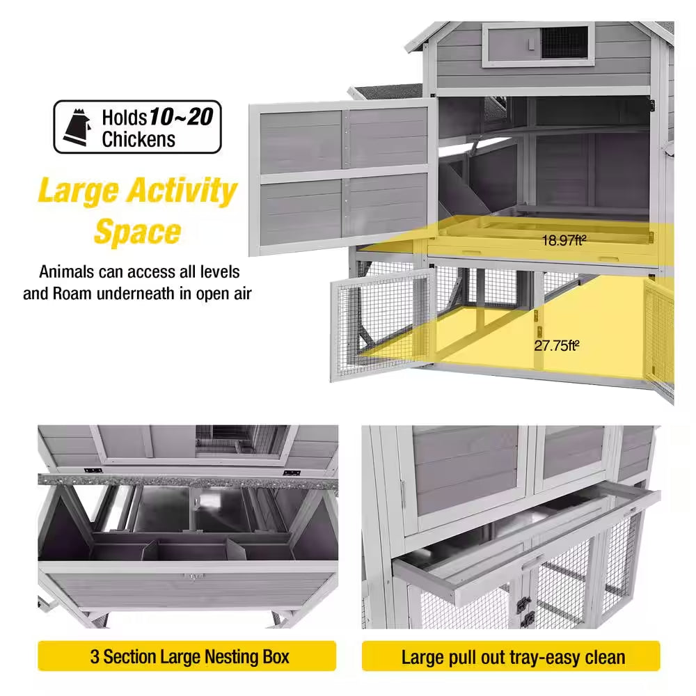 Large Chicken Coop with Run for 8-10 Chickens