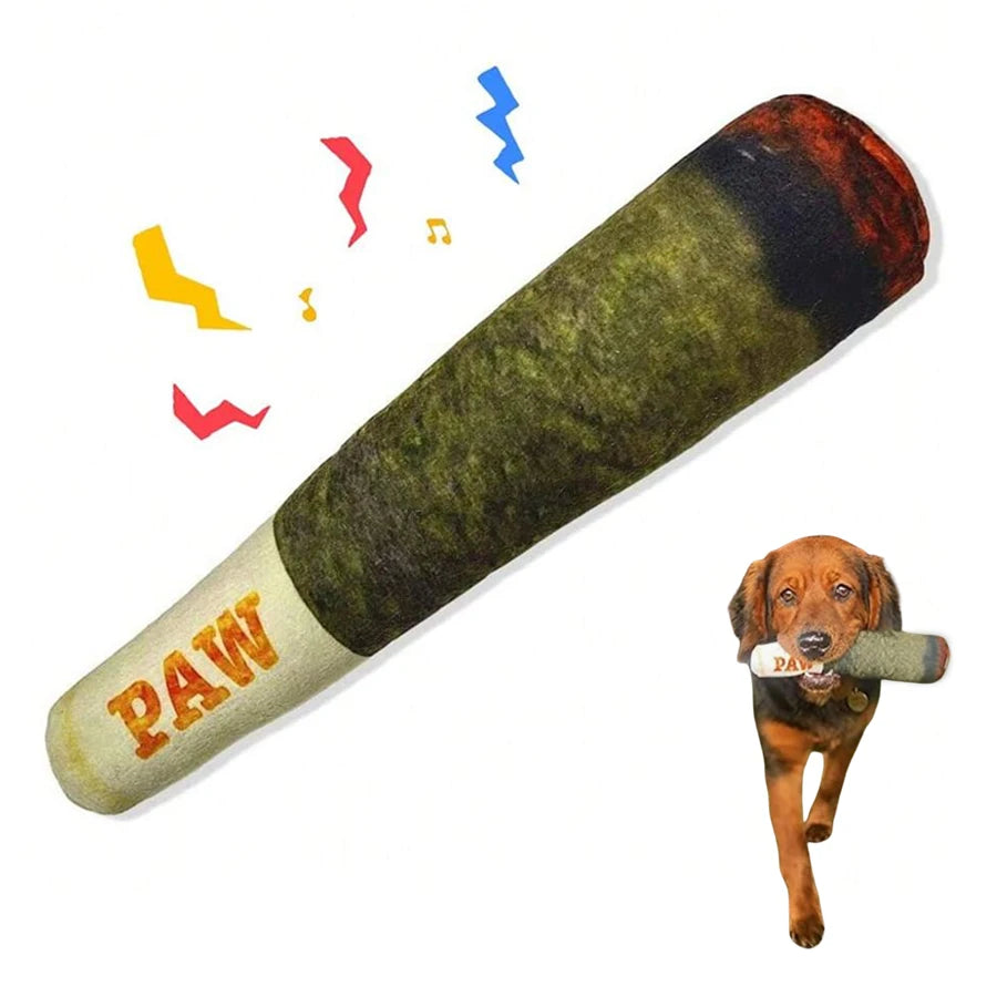 Funny Interactive Dog Toys - Cigar Design Plush Squeaky Pet Toys Grinding Teeth Creative Chew Toy for Small Medium Dog